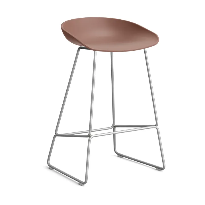 About a Stool 38 Low barkruk 2.0 - Soft brick – roestvrijstalen onderstel - HAY