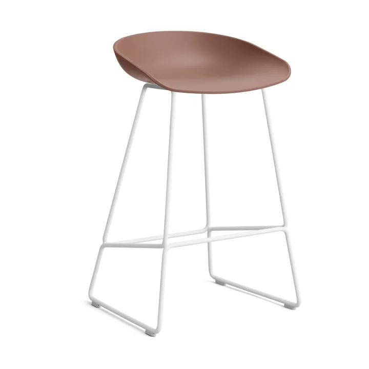 About a Stool 38 Low barkruk 2.0 - Soft brick – wit stalen onderstel - HAY
