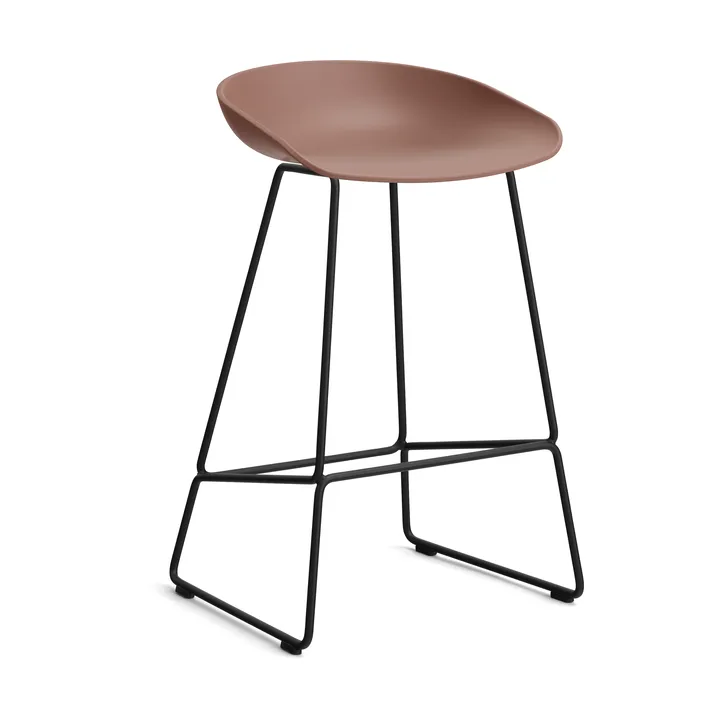 About a Stool 38 Low barkruk 2.0 - Soft brick – zwart stalen onderstel - HAY