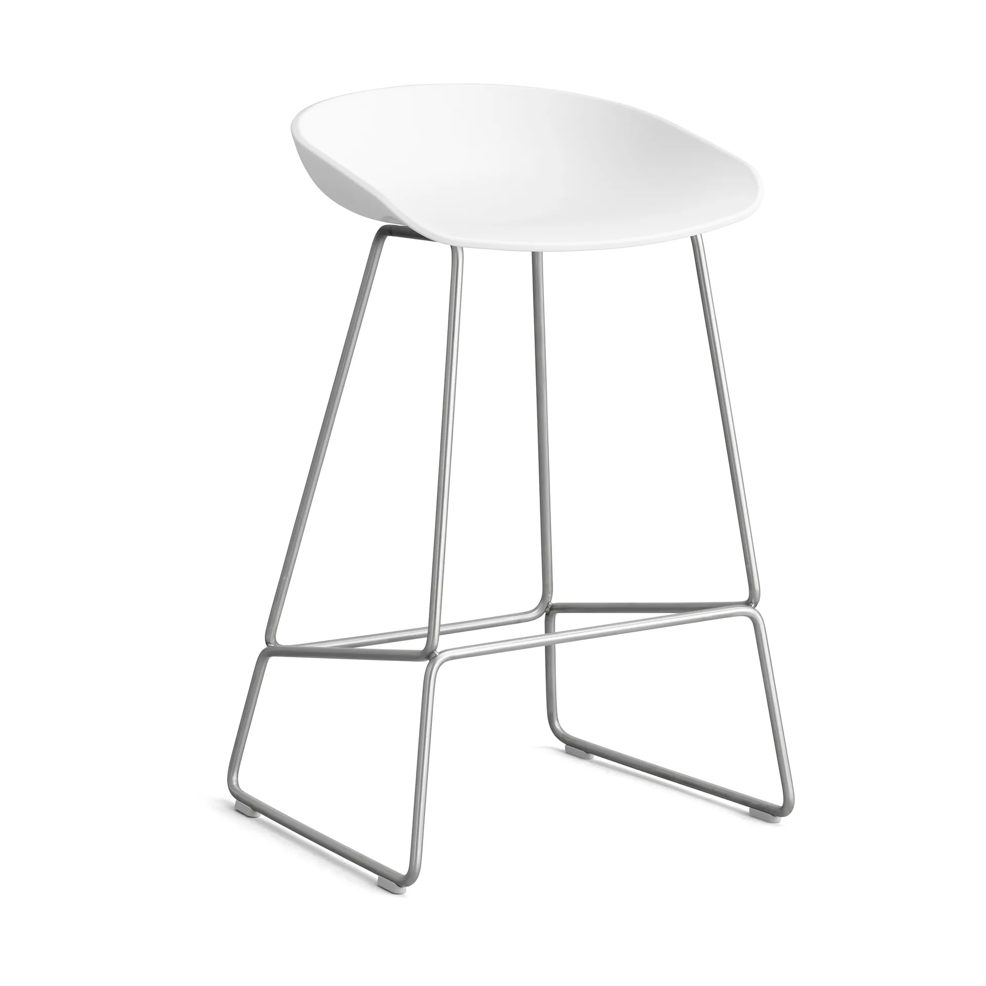 About a Stool 38 Low barkruk 2.0, Wit – roestvrijstalen onderstel HAY