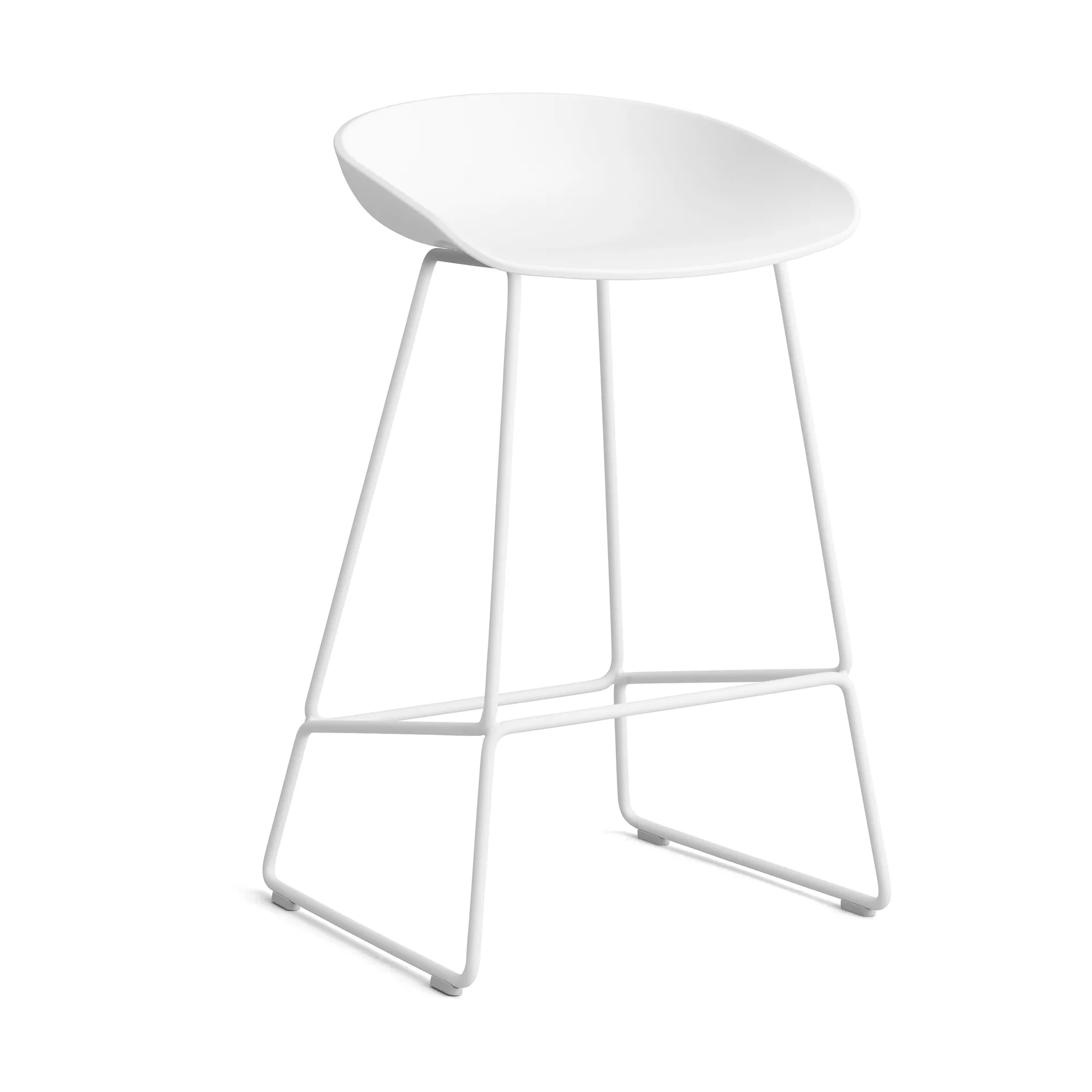 About a Stool 38 Low barkruk 2.0, Wit – wit stalen onderstel HAY