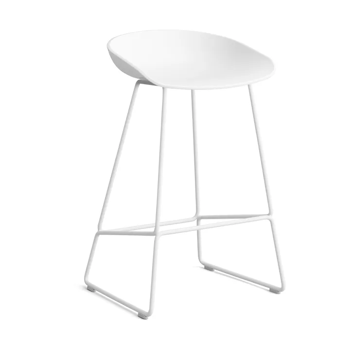 About a Stool 38 Low barkruk 2.0 - Wit – wit stalen onderstel - HAY