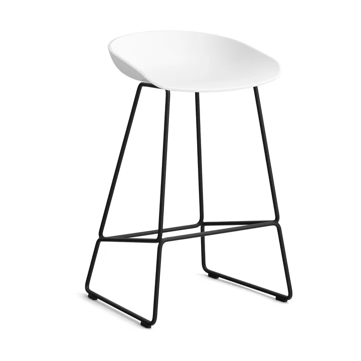 About a Stool 38 Low barkruk 2.0 - Wit – zwart stalen onderstel - HAY