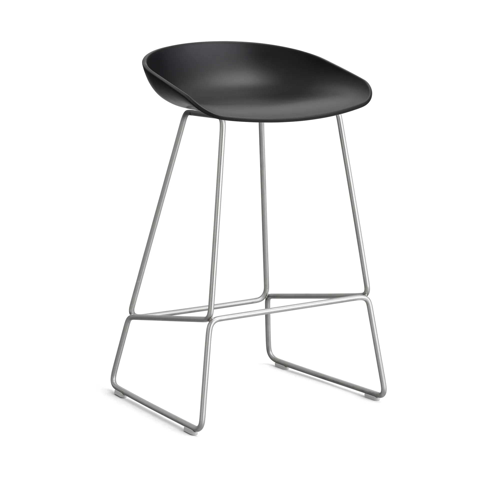 About a Stool 38 Low barkruk 2.0, Zwart – roestvrijstalen onderstel HAY
