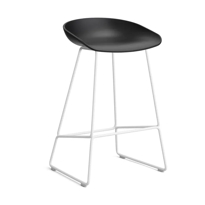 About a Stool 38 Low barkruk 2.0 - Zwart – wit stalen onderstel - HAY