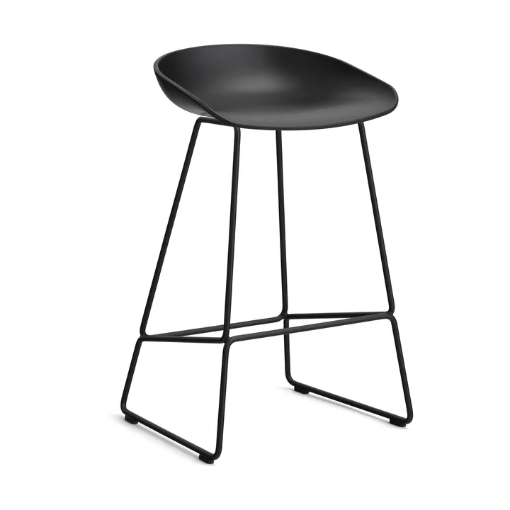 About a Stool 38 Low barkruk 2.0 - Zwart – zwart stalen onderstel - HAY