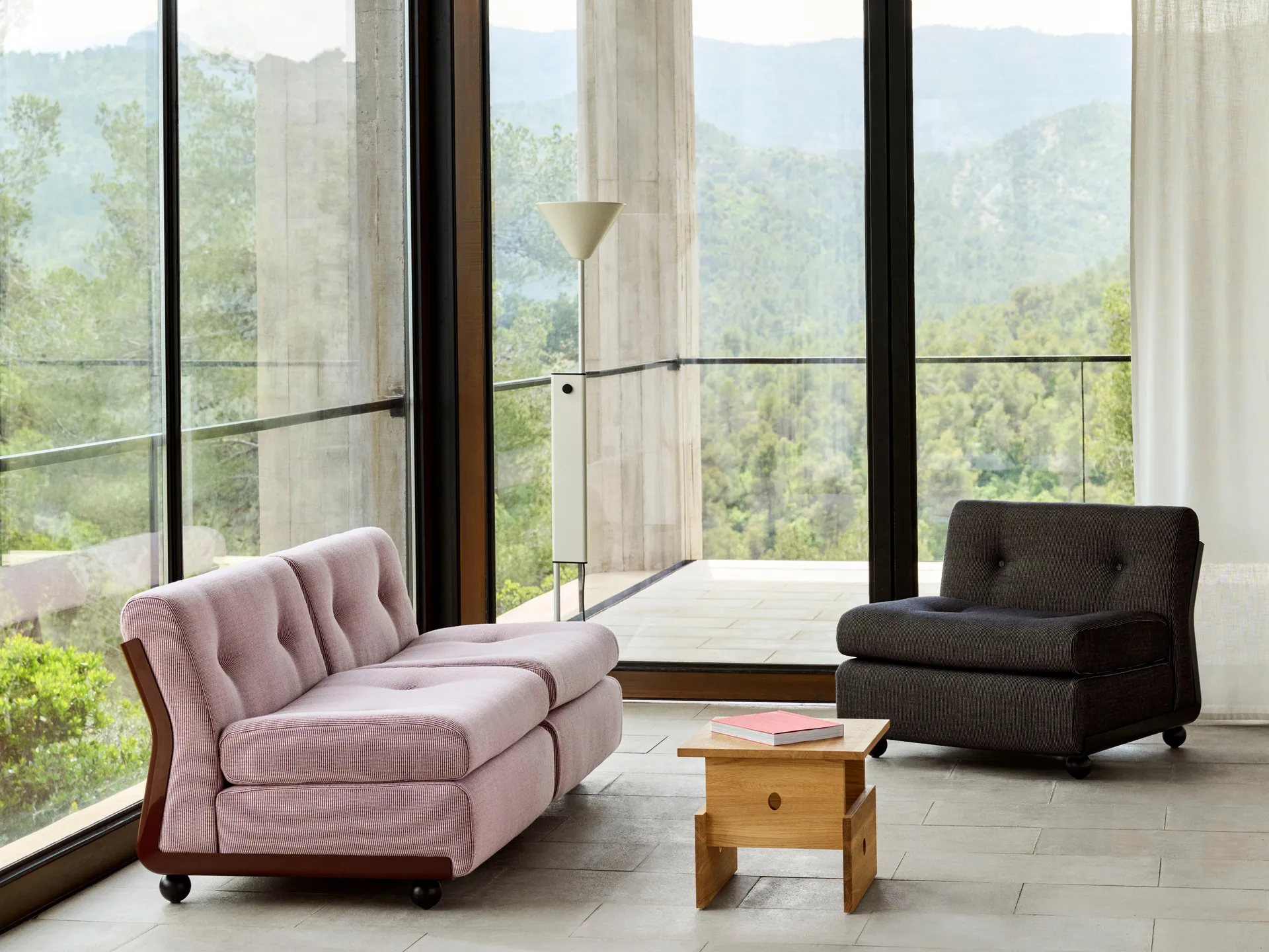 Amanta bankmodule, Antraciet-turf blauw rood mêlee, 1-zits/fauteuil HAY