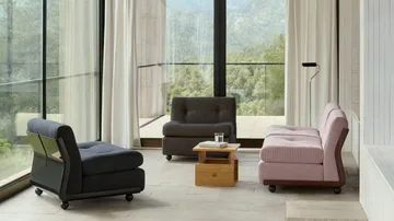 Amanta bankmodule - Antraciet-turf blauw rood mêlee, 1-zits/fauteuil - HAY