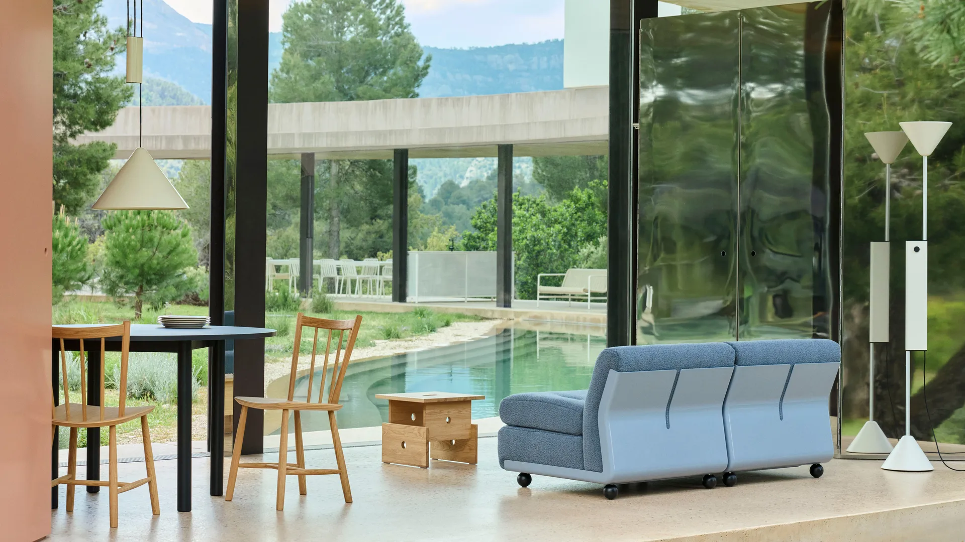 Amanta bankmodule, IJsblauw-naveli 723, 2-zits HAY