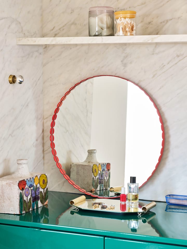 Arcs Mirror spiegel Ø60 cm, Red HAY