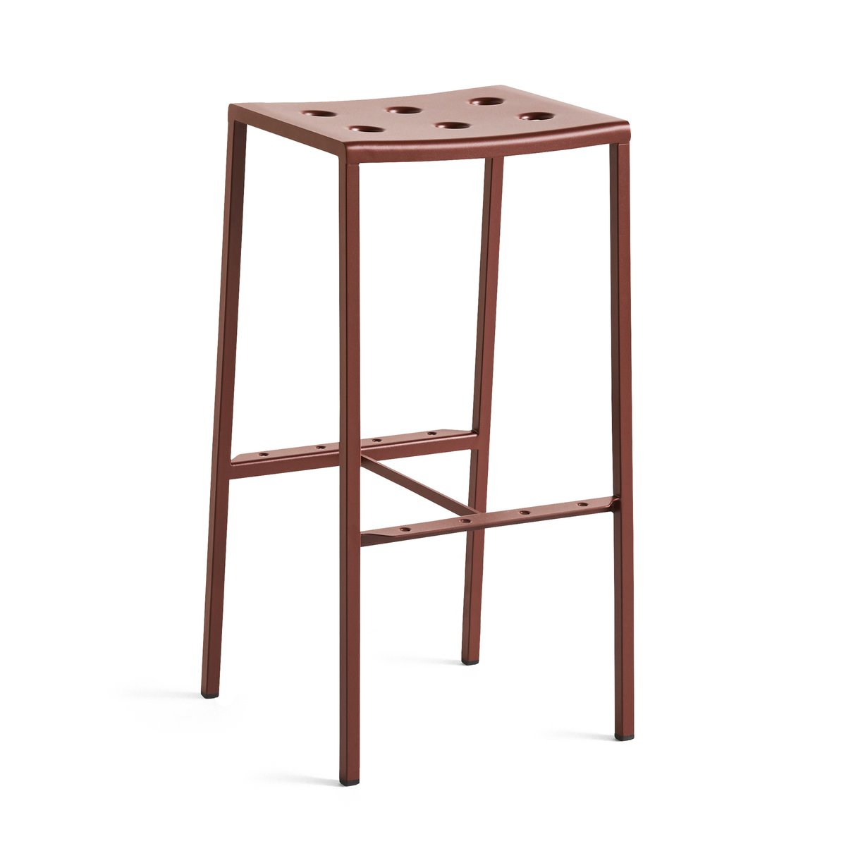 HAY Balcony barkruk hoog 75 cm Iron red | Scandinavisch Interieur | Tuinstoelen | Rood