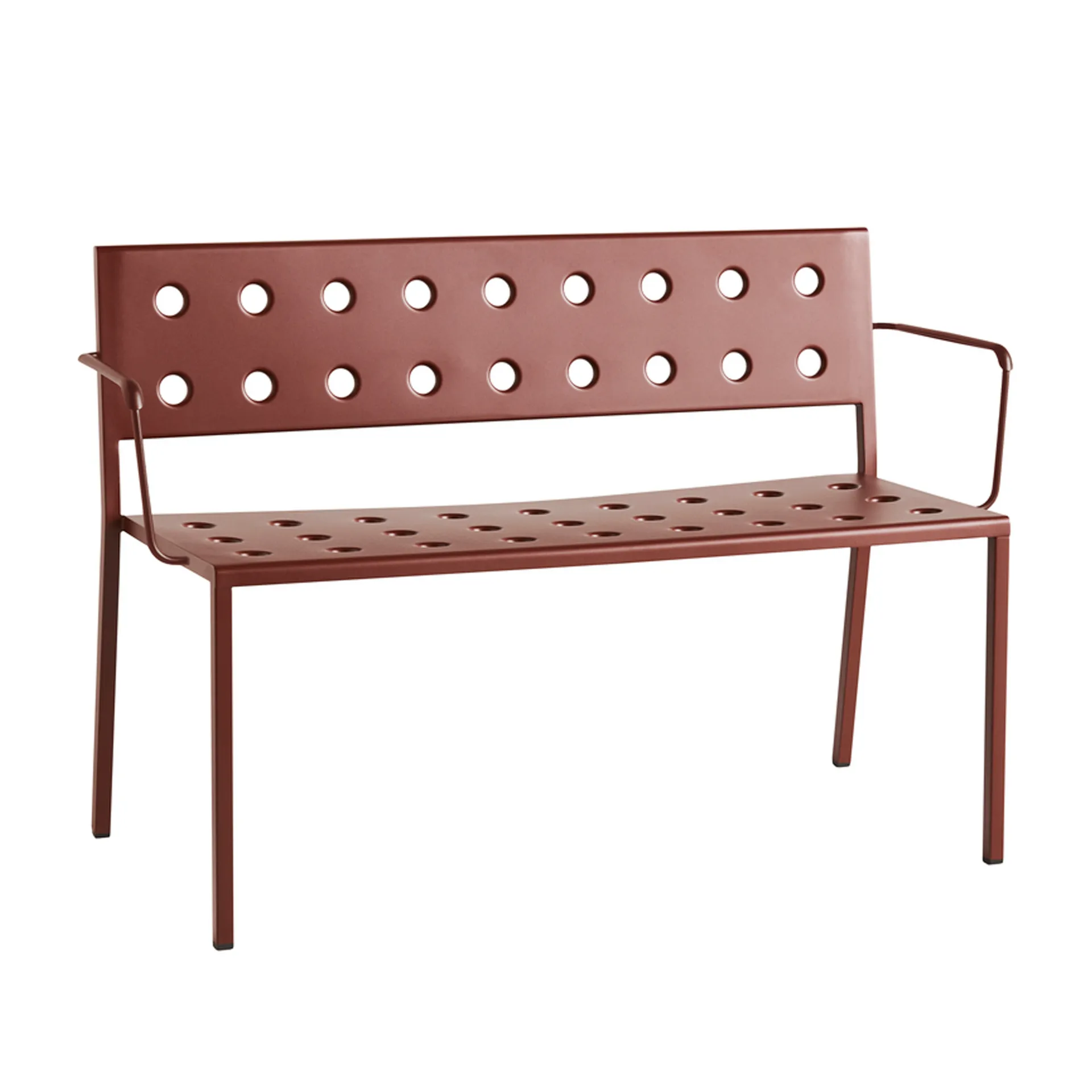 Balcony Dining bank met armleuningen 121x52 cm, Iron red HAY