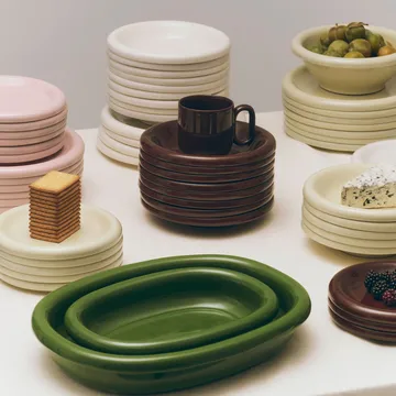 Barro ovale serveerschaal - Green, small 20x27,5 cm - HAY