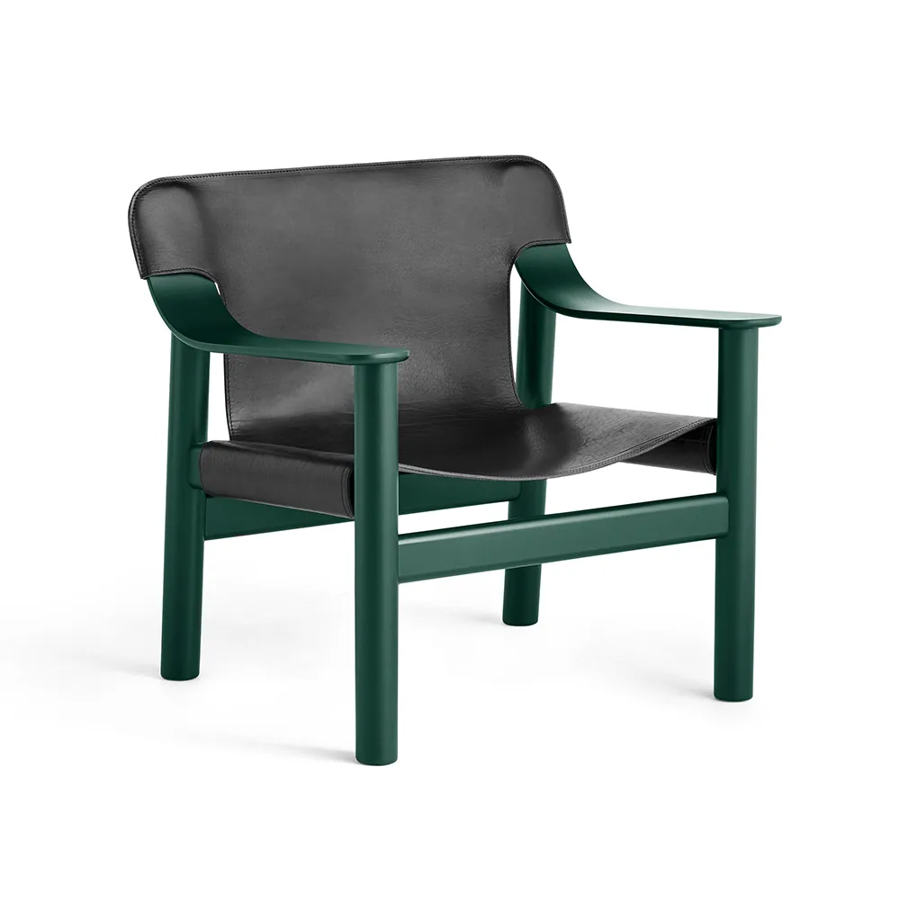 Bernard fauteuil, Leer black–hunter beuken onderstel HAY