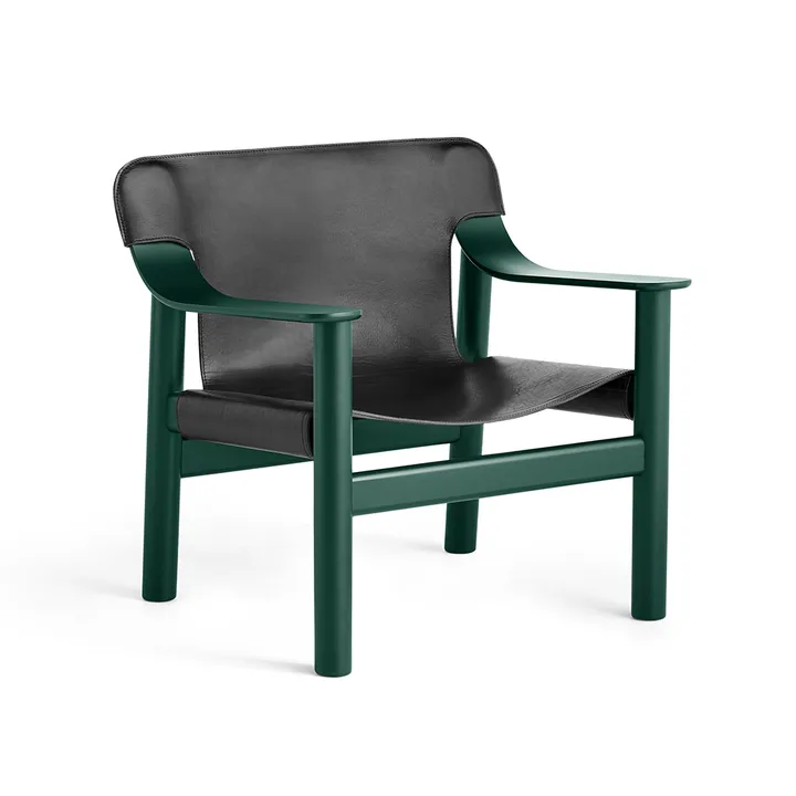 Bernard fauteuil - Leer black–hunter beuken onderstel - HAY