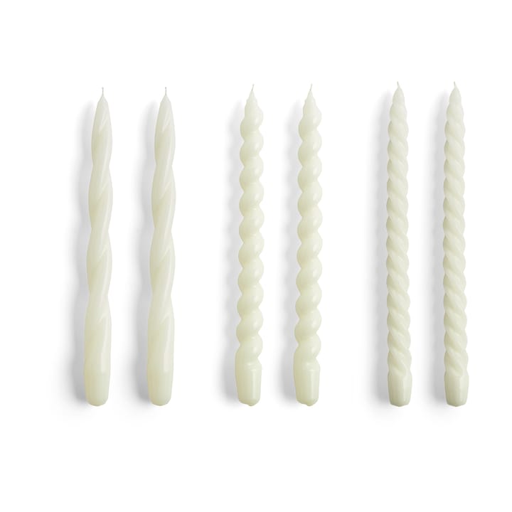 Candle Long Twist/Spiral kaarsenmix 6-pack - Off-white - HAY