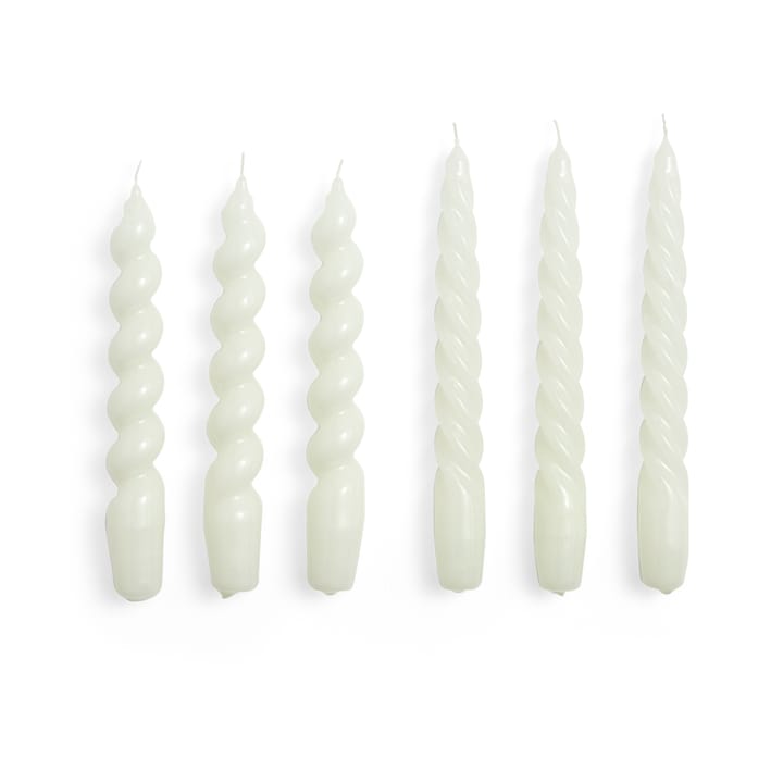 Candle Small Twist/Spiral kaarsenmix 6-pack - Off-white - HAY
