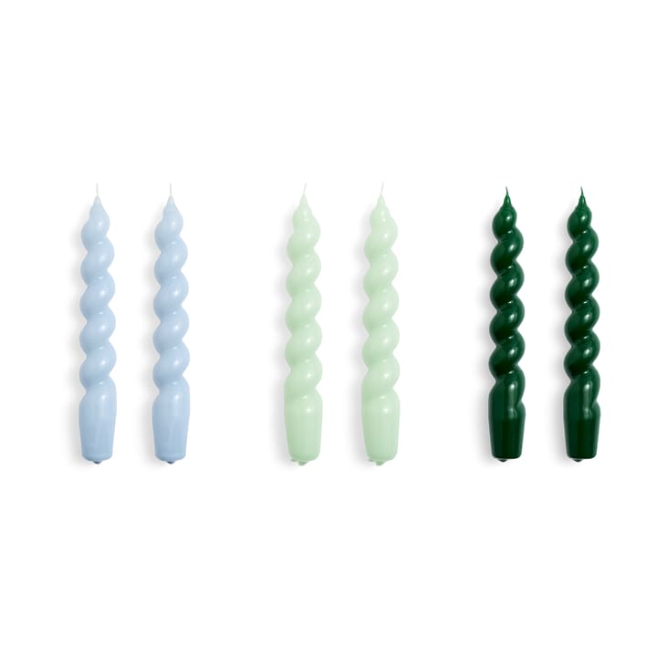 Candle Spiral kaarsen 6-pack - Light blue-mint-green - HAY