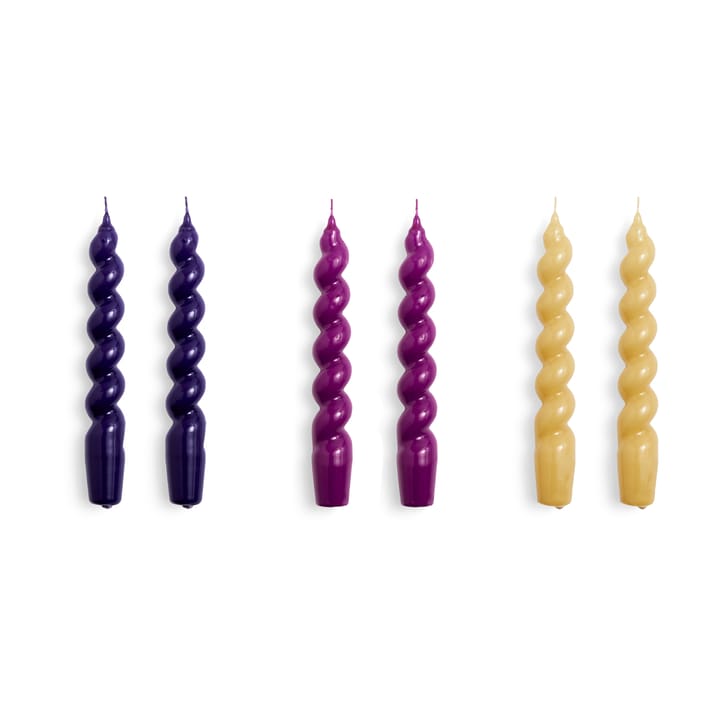 Candle Spiral kaarsen 6-pack - Purple-fuschia-mustard - HAY