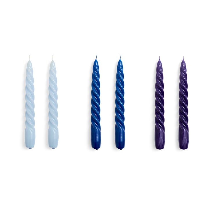 Candle Twist kaarsen 6-pack - Light blue-blue-purple - HAY