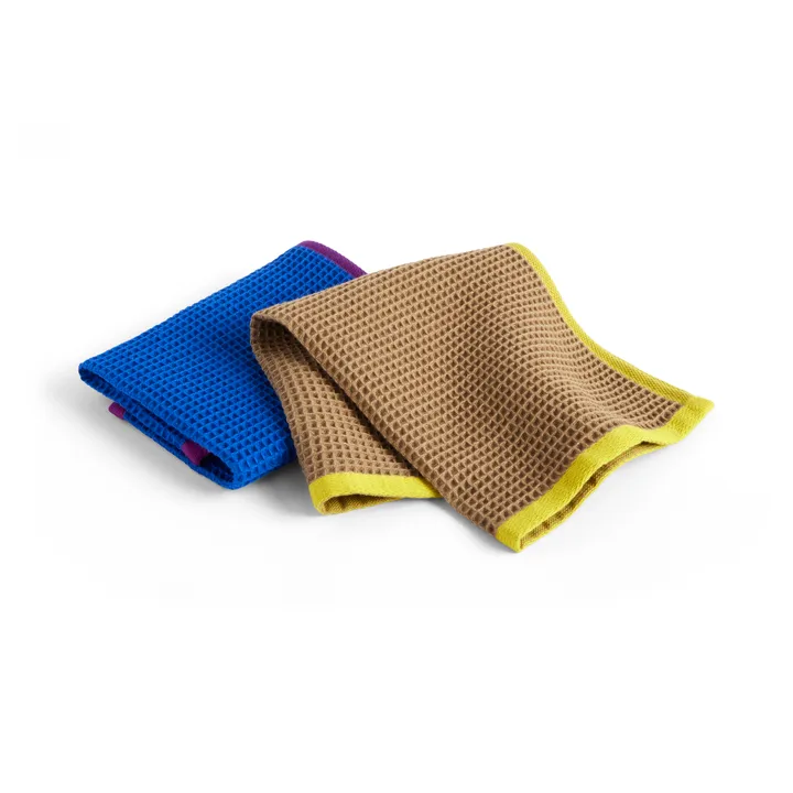 Canteen theedoek 31x31 cm 2-pack - Blue/fuchsia-Beige/yellow - HAY