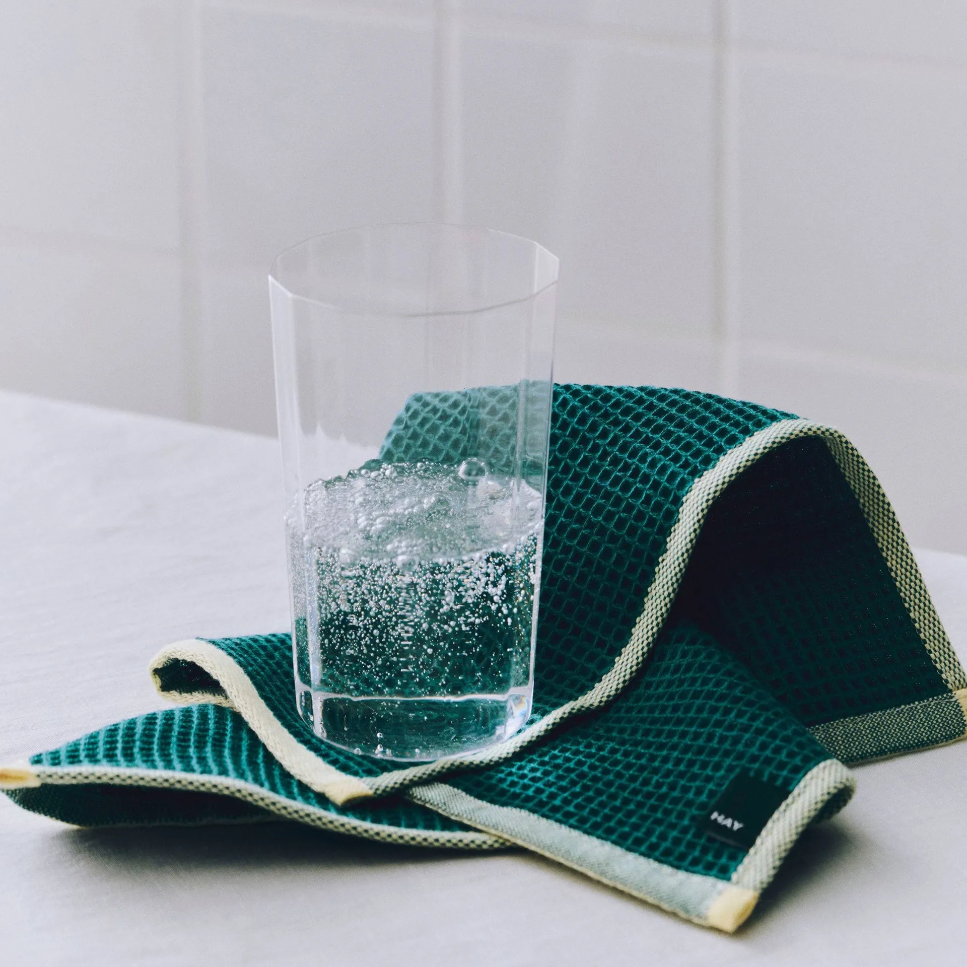 Canteen theedoek 31x31 cm 2-pack, Geel-groen mix HAY
