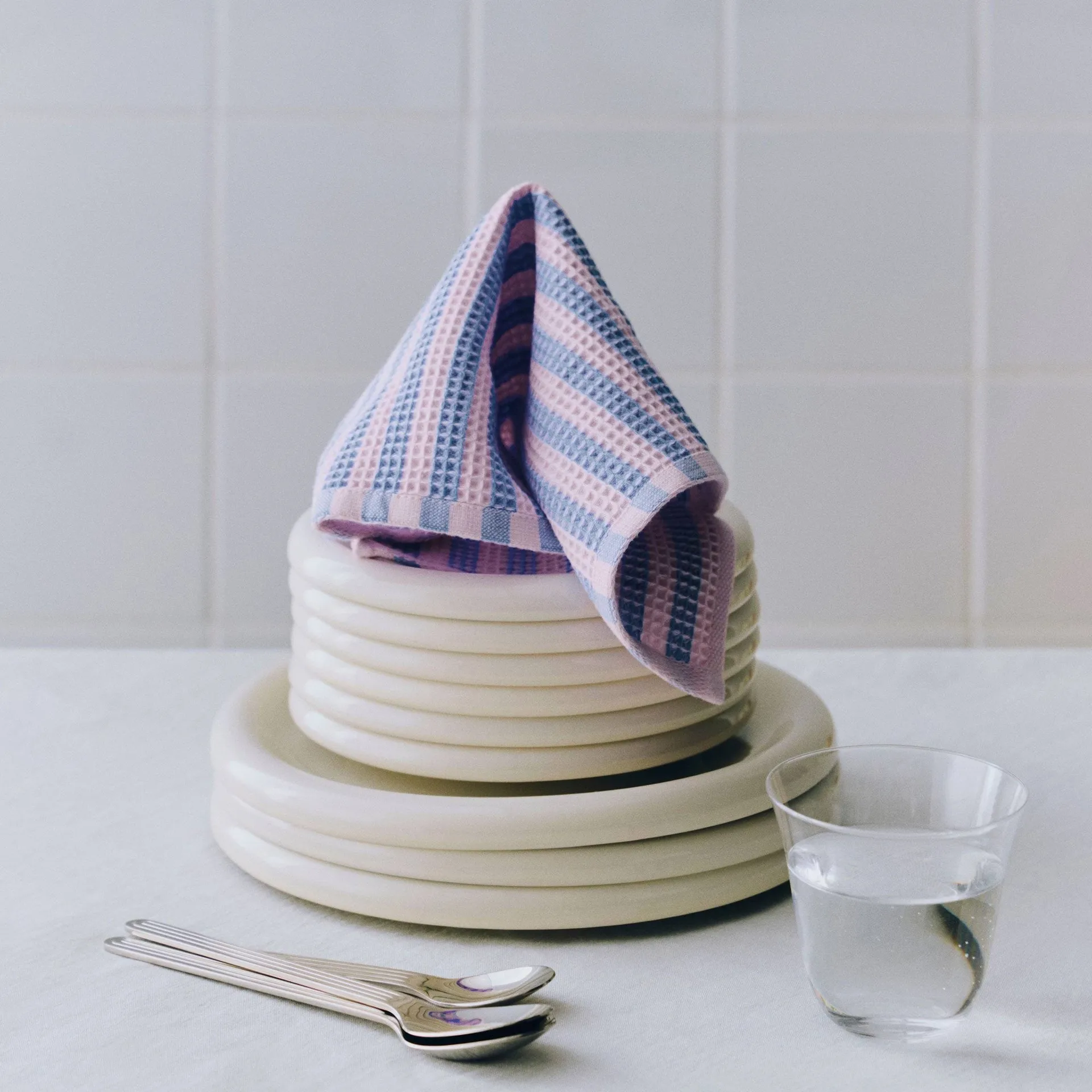 Canteen theedoek 31x31 cm 2-pack, Sky blue-pink mix HAY
