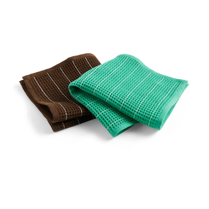 Canteen vaatdoekje 31x31 cm 2-pack - Chocolate pinstripe-Emerald pinstripe​ - HAY