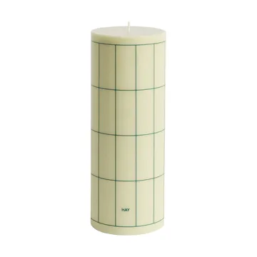 Column Candle blockkaars groot 25 cm - Lichtgroen met donkergrijs geruit patroon - HAY