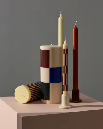 Column Candle blockkaars groot 25 cm - Off white-brown-black-blue - HAY