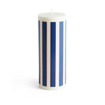 Column Candle blockkaars groot 25 cm - Off white-brown-blue - HAY