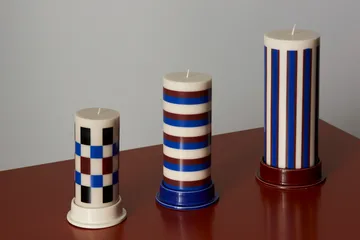 Column Candle blockkaars groot 25 cm - Off white-brown-blue - HAY