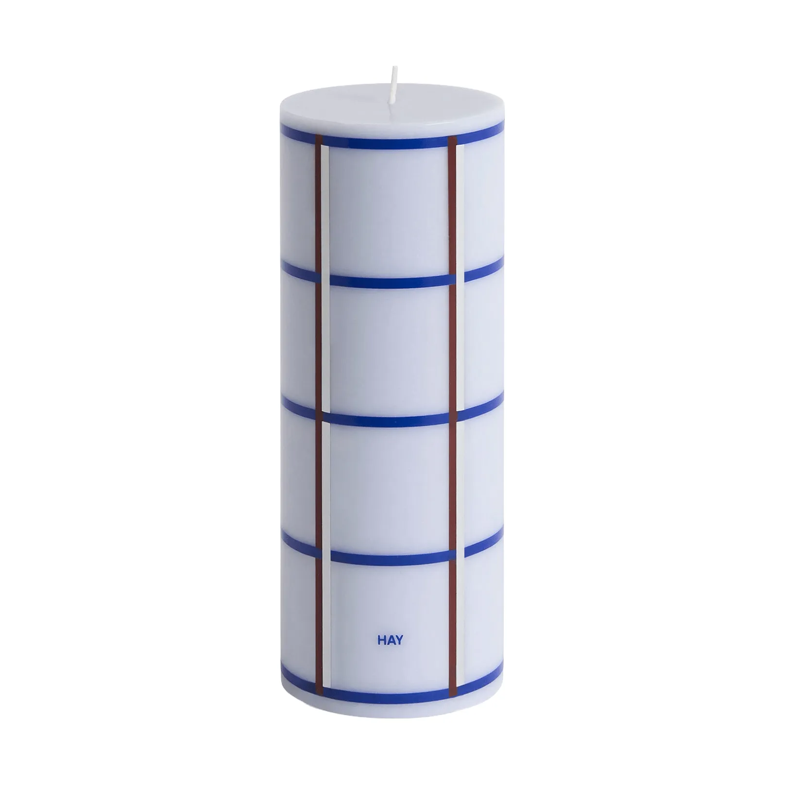 Column Candle blockkaars medium 20 cm, Lichtblauw, blauw, bordeaux en zilver HAY