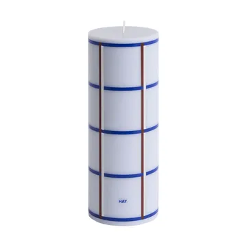 Column Candle blockkaars medium 20 cm - Lichtblauw, blauw, bordeaux en zilver - HAY