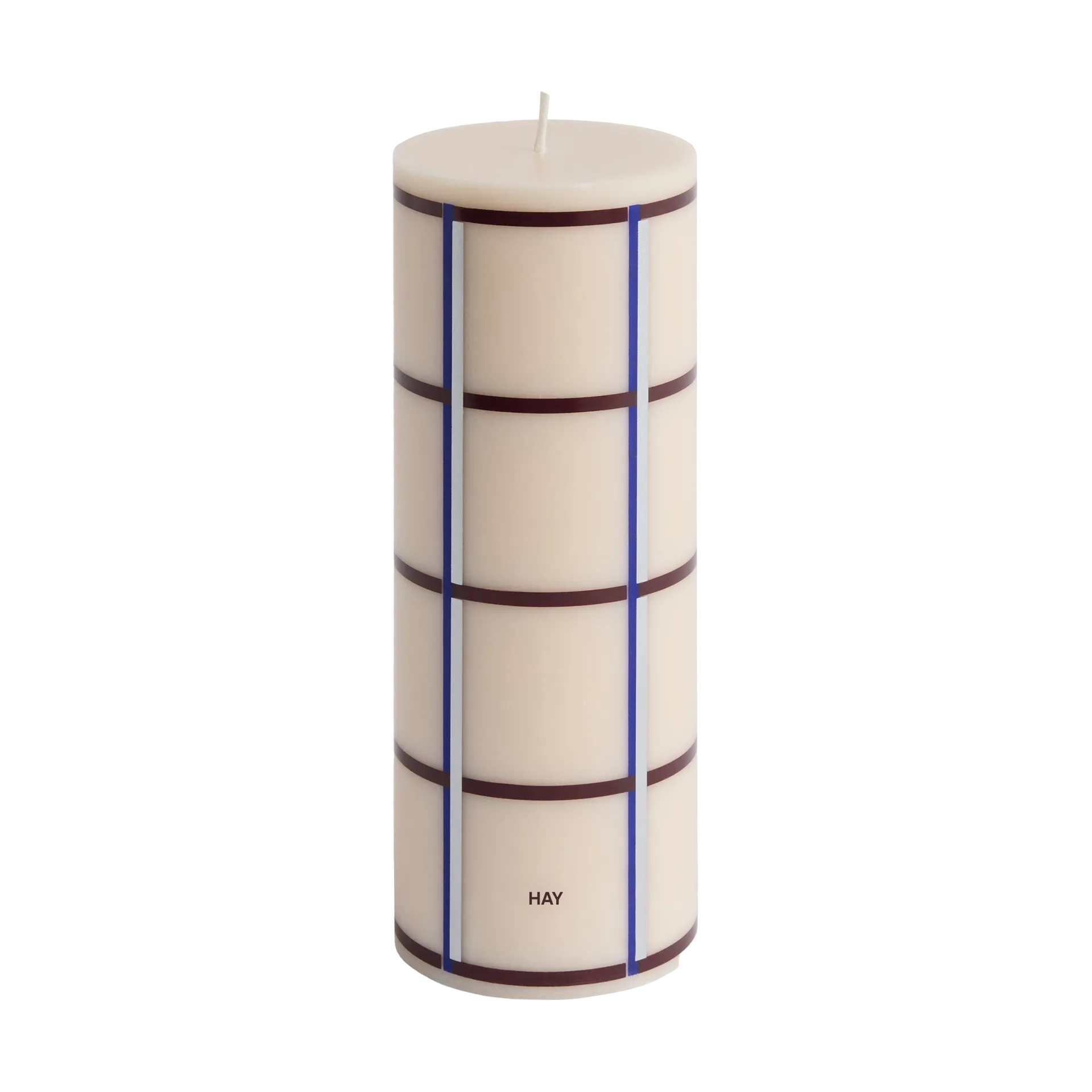 Column Candle blockkaars medium 20 cm, Off white-bordeaux-blue-silver HAY
