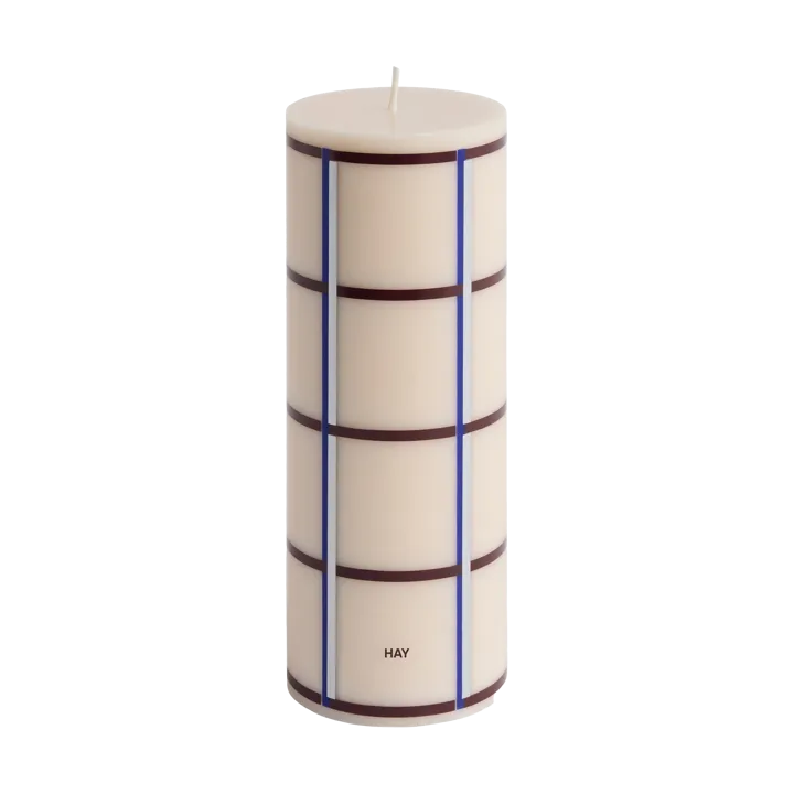 Column Candle blockkaars medium 20 cm - Off white-bordeaux-blue-silver - HAY