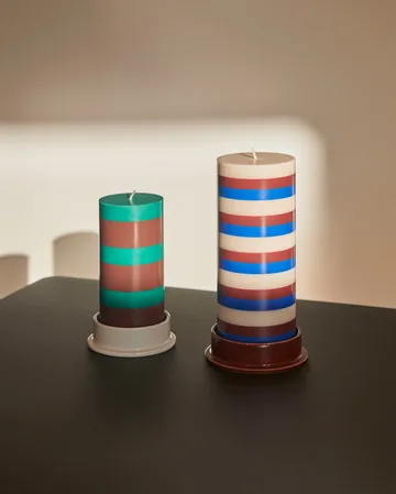 Column Candle blockkaars medium 20 cm - Off white-brown-blue - HAY