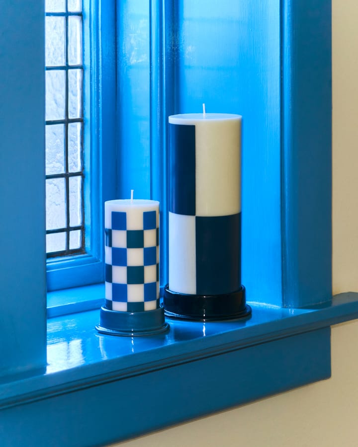 Column Candle  blokkaars large 25 cm, Milky green-dark blue HAY