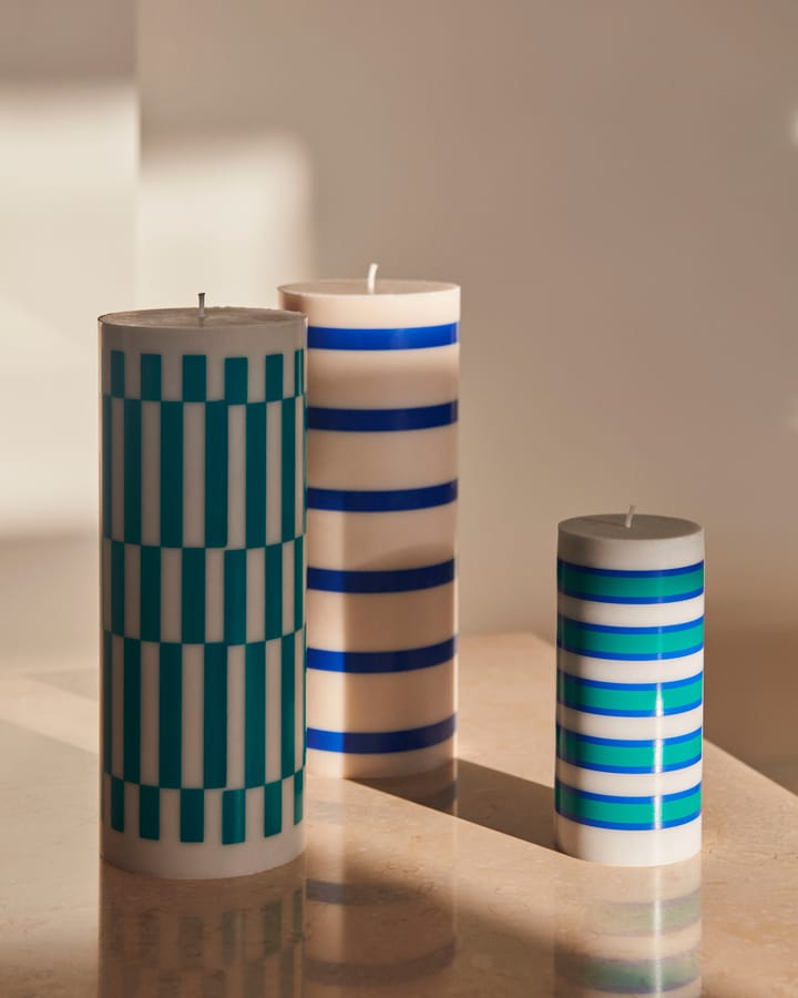Column Candle blokkaars large 25 cm - Off white-blue - HAY