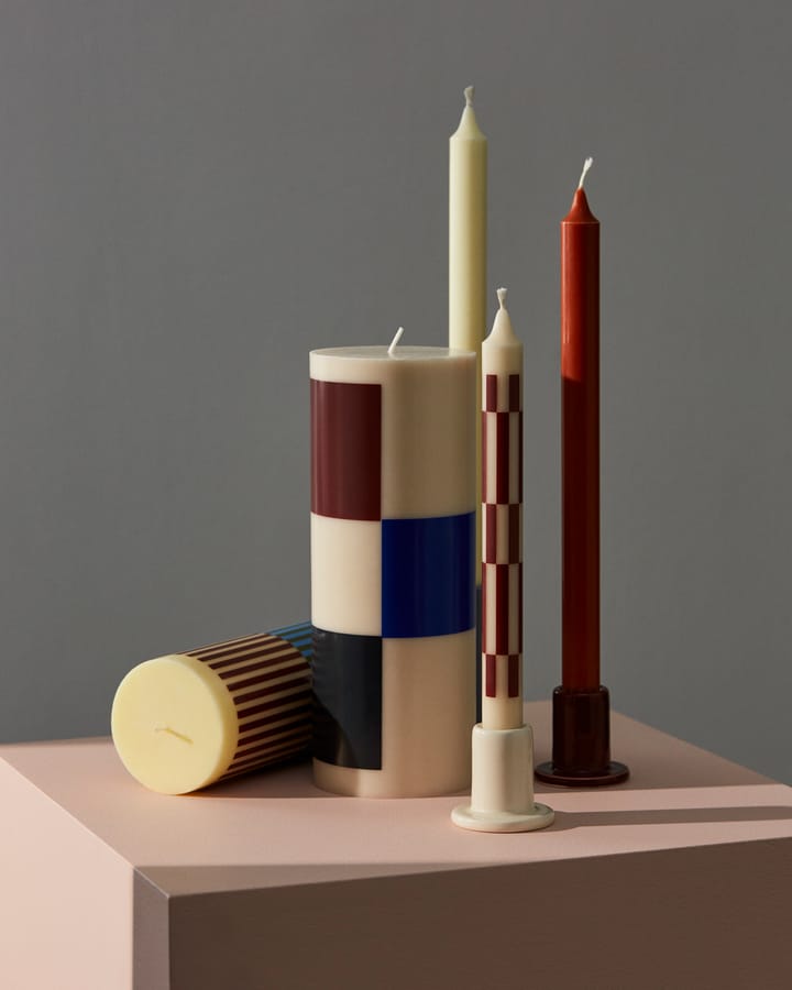 Column Candle blokkaars large 25 cm, Off white-brown-black-blue HAY