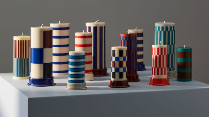 Column Candle blokkaars large 25 cm, Off white-brown-black-blue HAY