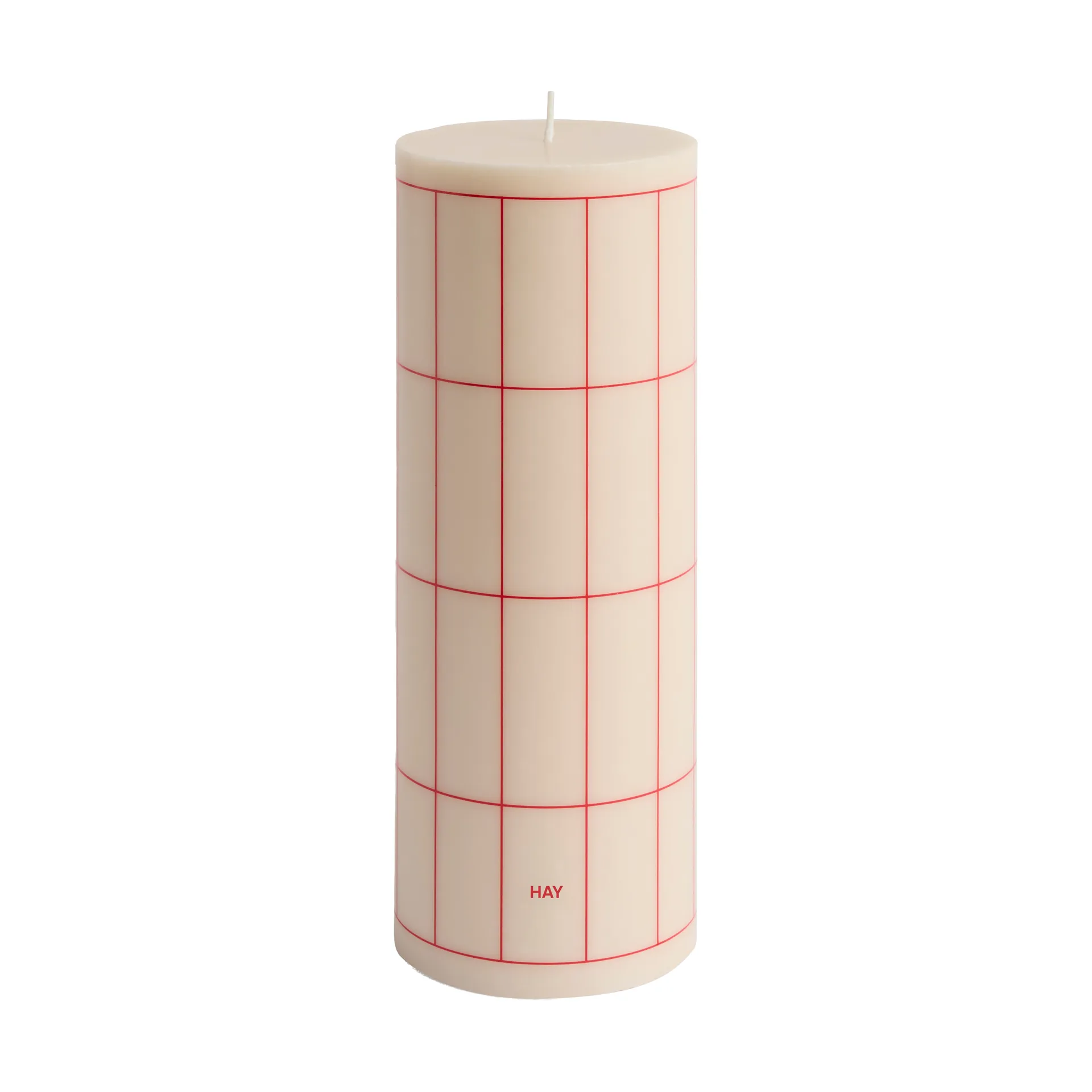 Column Candle  blokkaars large 25 cm, Off white-red grid check HAY