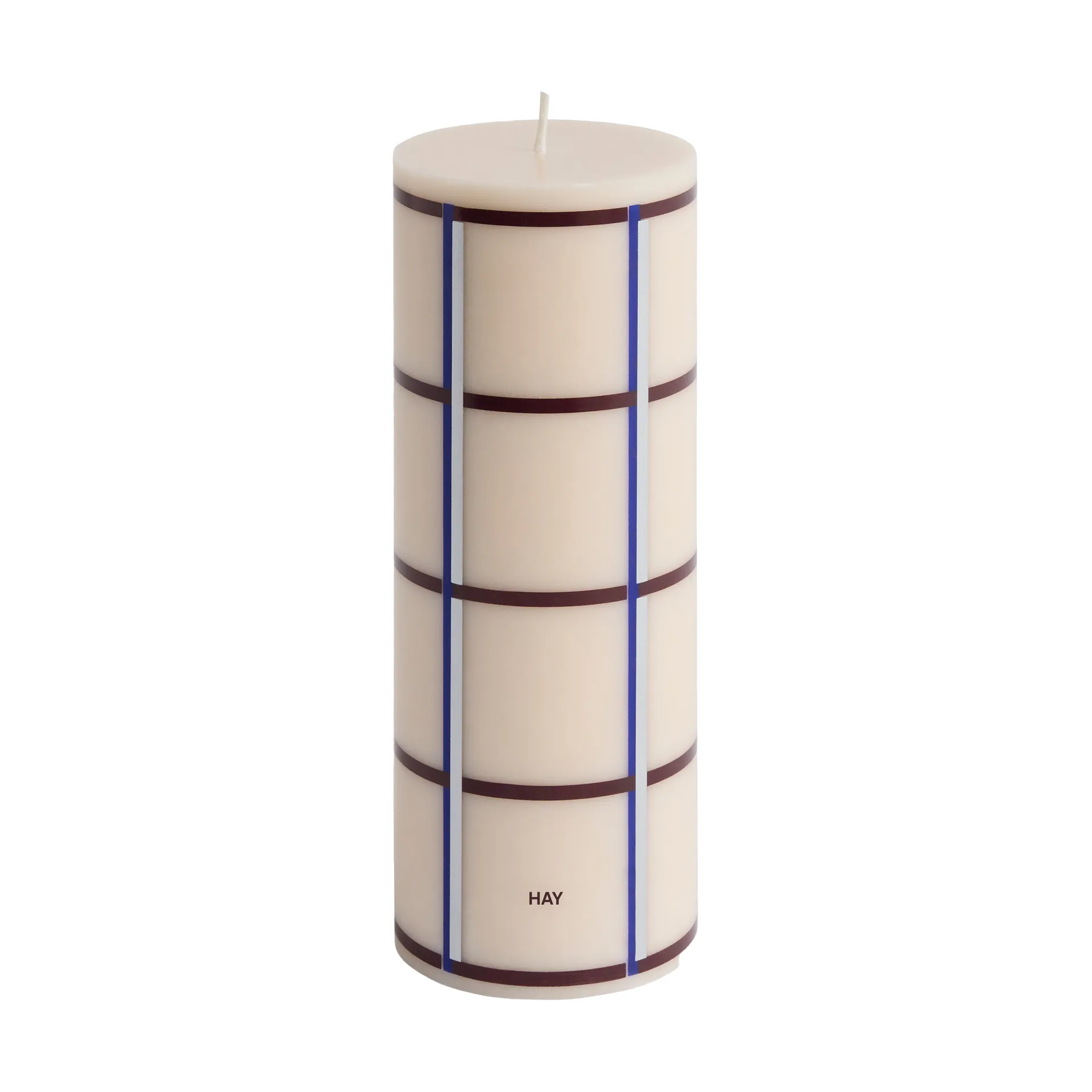 Column Candle blokkaars medium 20 cm, Off white-bordeaux-blue-silver HAY