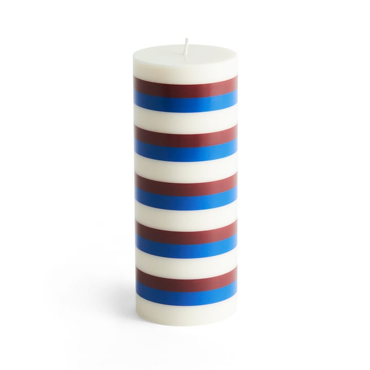 Column Candle blokkaars medium 20 cm - Off white-brown-blue - HAY