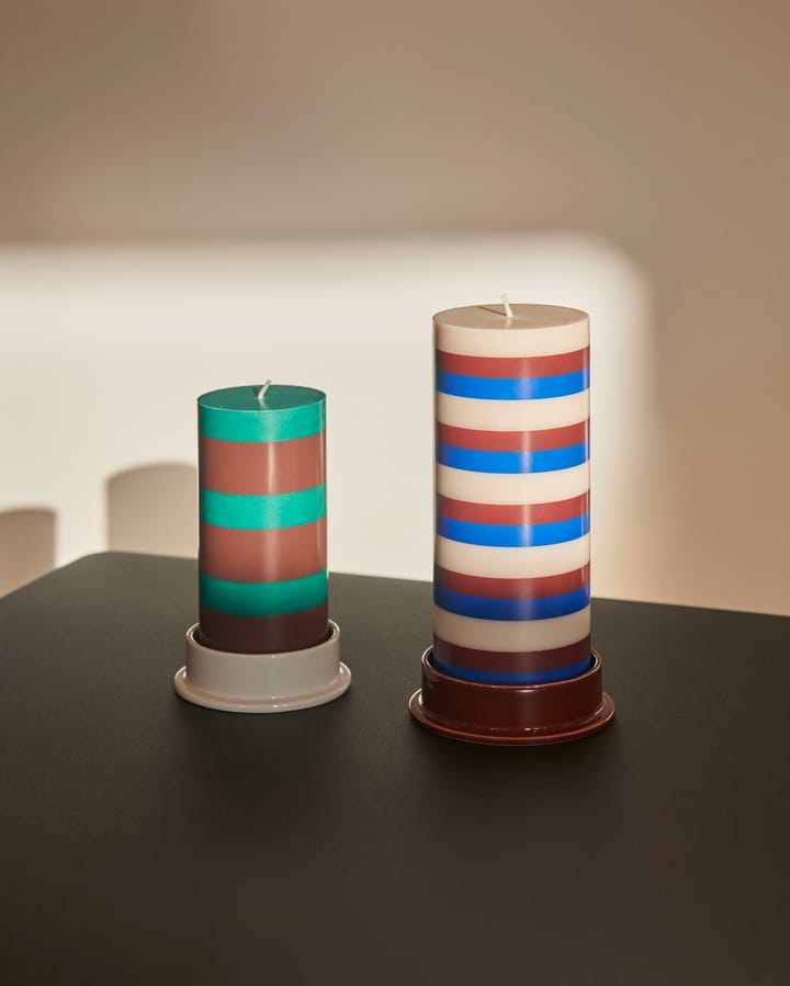 Column Candle blokkaars medium 20 cm, Off white-brown-blue HAY