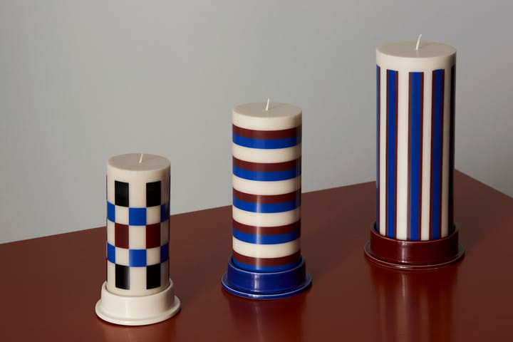 Column Candle blokkaars medium 20 cm - Off white-brown-blue - HAY