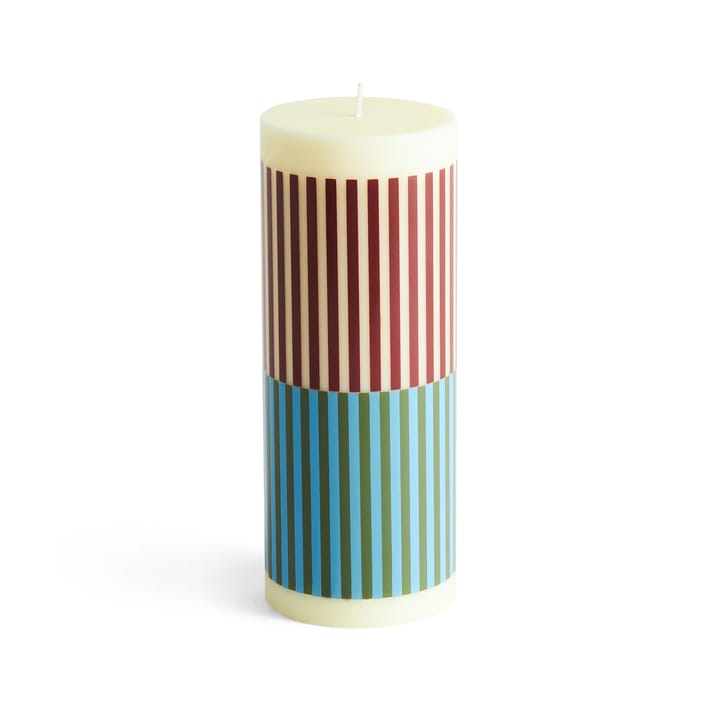 Column Candle blokkaars medium 20 cm - Yellow-brown-light blue-army - HAY