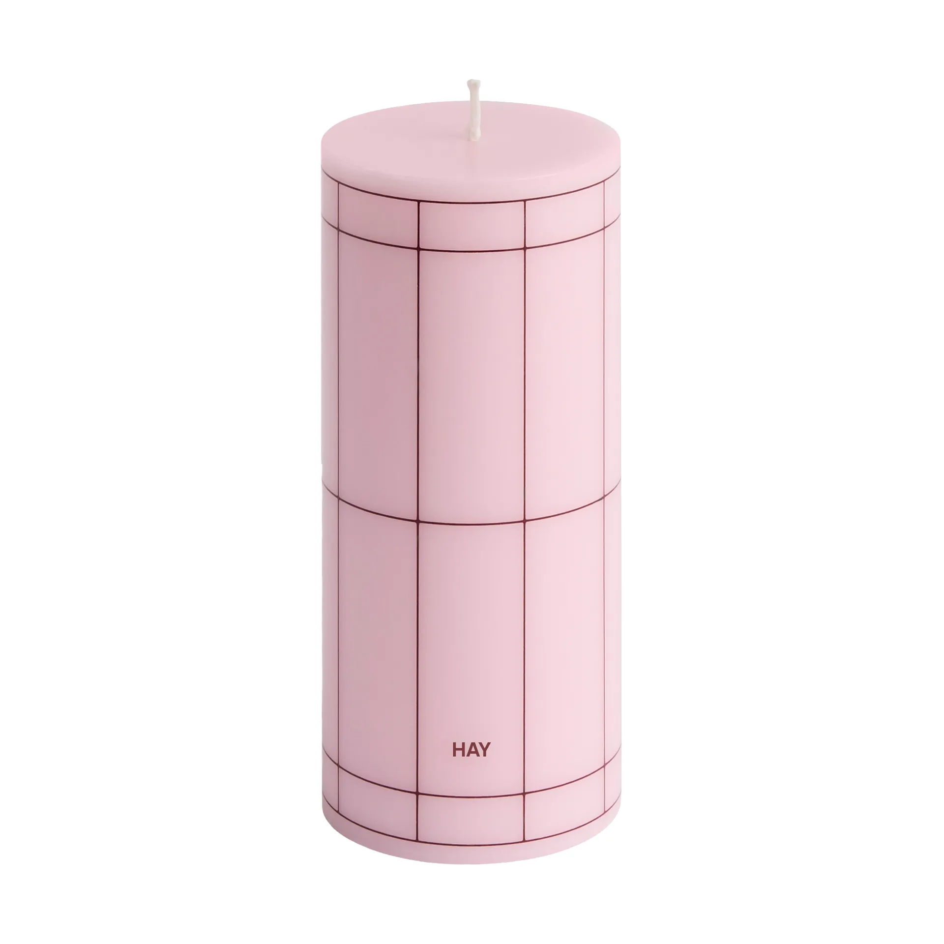 Column Candle blokkaars small 15 cm, Light pink-bordeaux grid HAY
