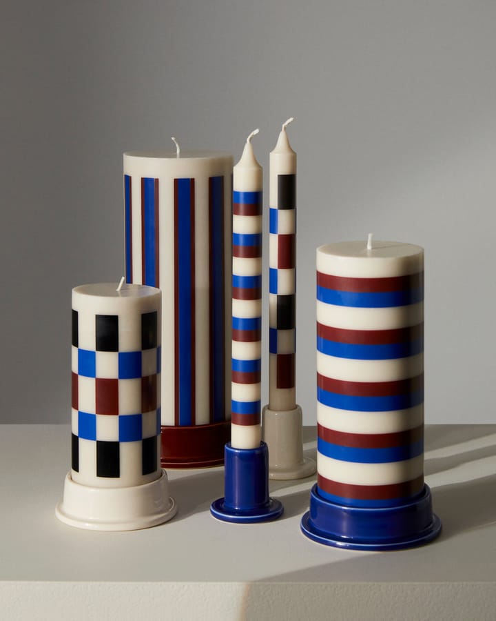 Column Candle blokkaars small 15 cm, Off white-brown-black-blue HAY