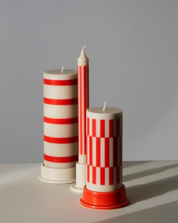 Column Candle blokkaars small 15 cm - Off white-red - HAY